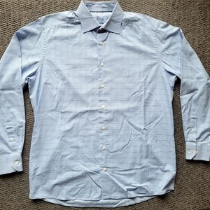 Eton men's button up dress shirt size 17 42 contemporary plaid long sleeve G